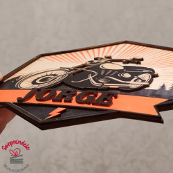 Placa moto personalizada madera