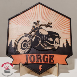 Placa moto personalizada madera