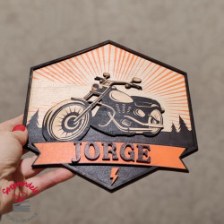 Placa moto personalizada madera