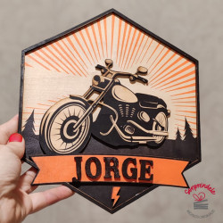 Placa moto personalizada madera